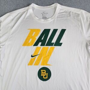Baylor University Bears "ALL IN" Basketball Shirt Men XXL White Nike Long-Sleeve